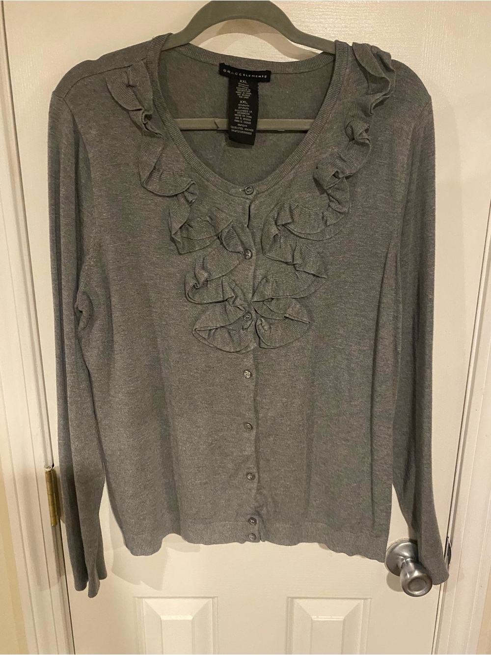 Grace Elements Steel Heather Gray Button Cardigan
